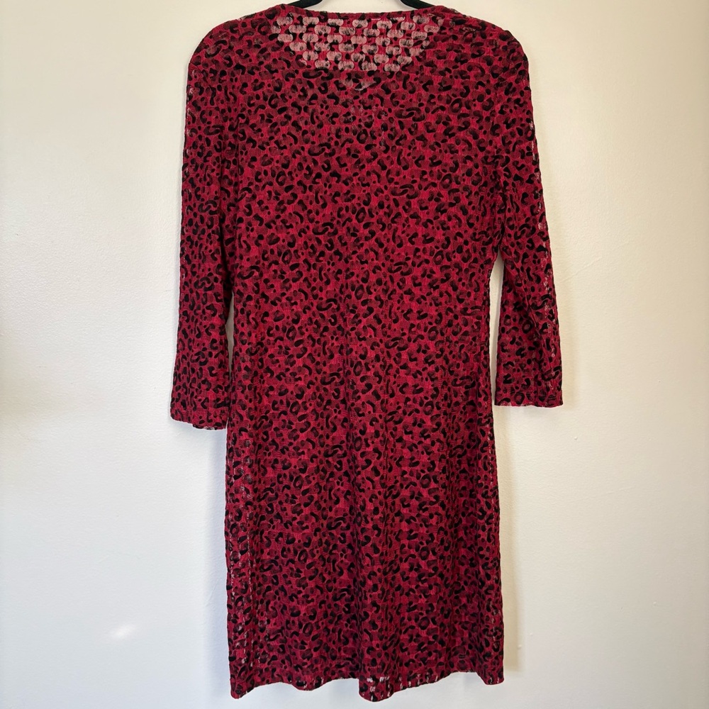 Cherie LA Red Velvet Sheer Animal Print Dress Size Large NWT - Picture 11 of 13